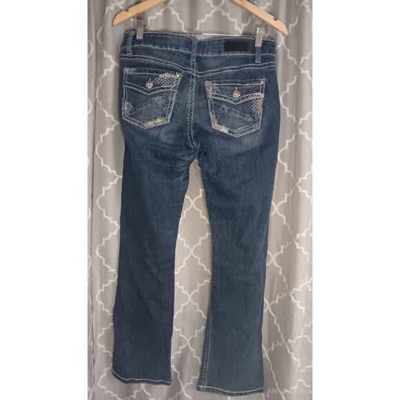 Daytrip 29 Long Virgo Bootcut Denim Medium Wash Boho Biker Embellished Jeans - Picture 3 of 6
